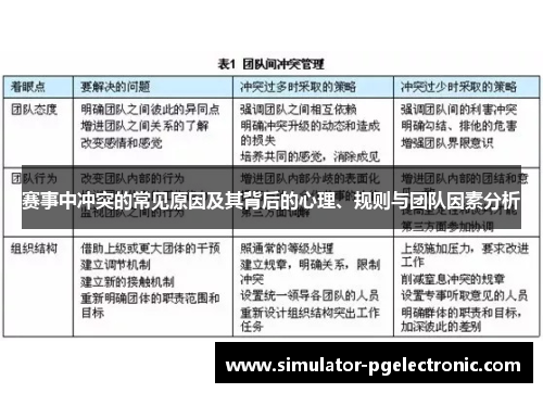赛事中冲突的常见原因及其背后的心理、规则与团队因素分析